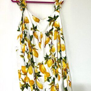 Davi&Dani Lemon Print Baby Doll Plus Sized Dress with Pockets!